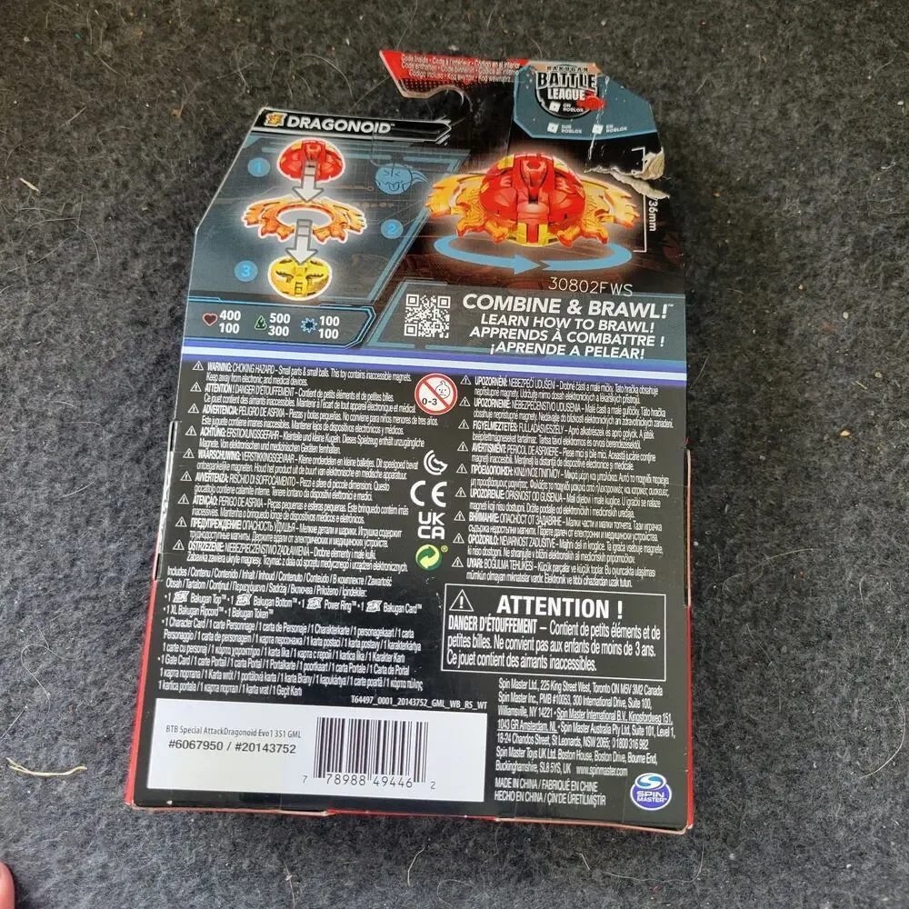 Bakugan Special Attack Dragonoid Red Spinning Action Figure Spin Master New